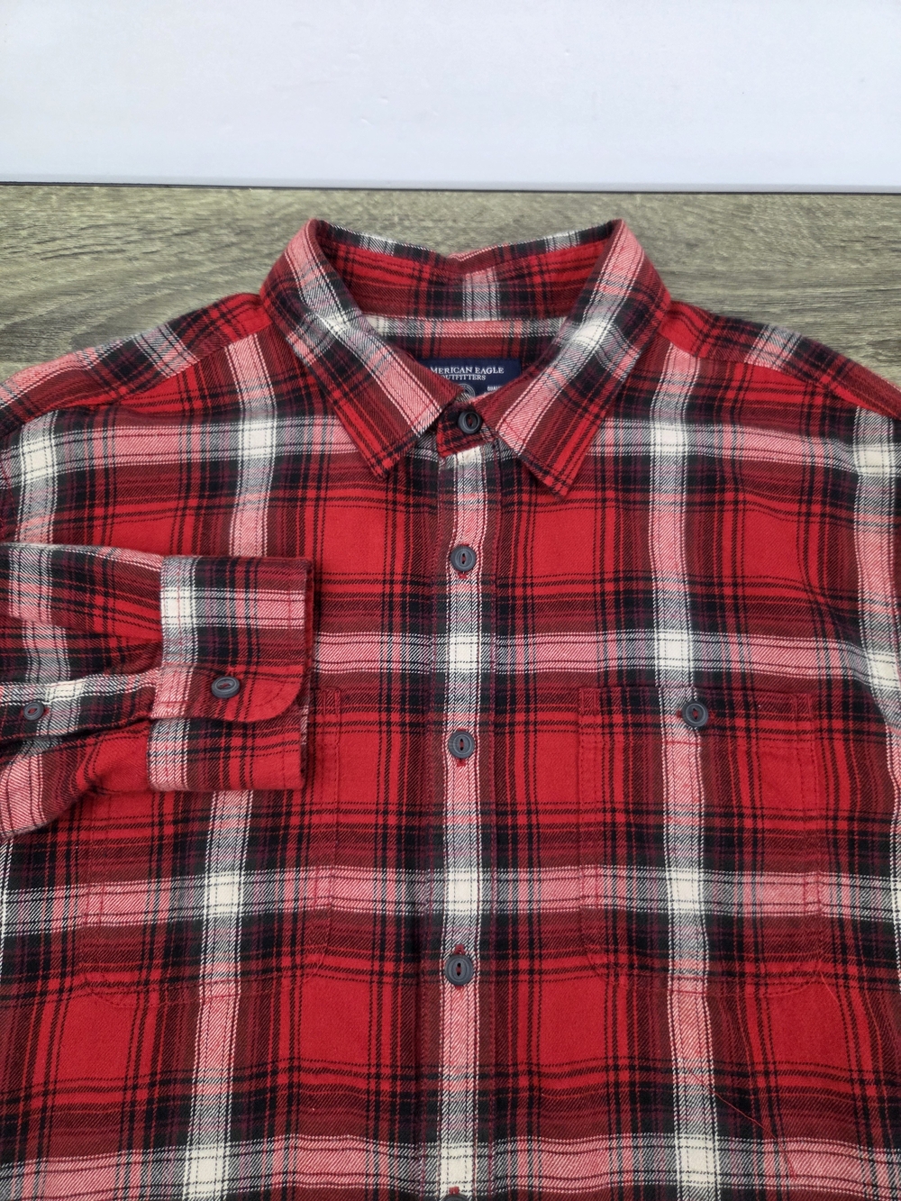 American Eagle Outfitters Flannel Shirt Men's XL Red Plaid Prep Fit Outdoors